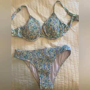 SHEIN bikini blue floral print